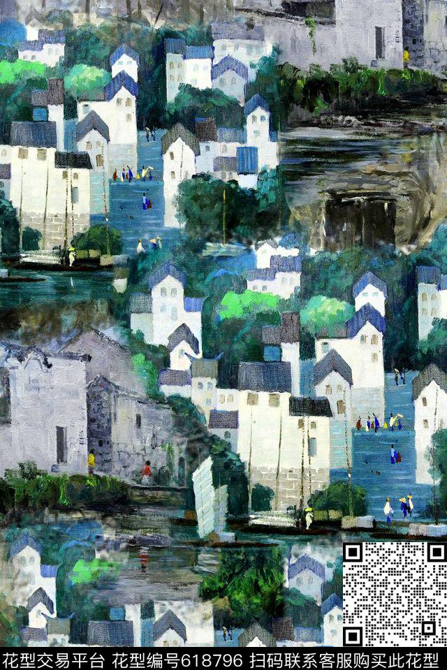 中国风花卉数码华亿平台数码印花华亿平台下载（图片编号: 618796） - 瓦栏（Walan）