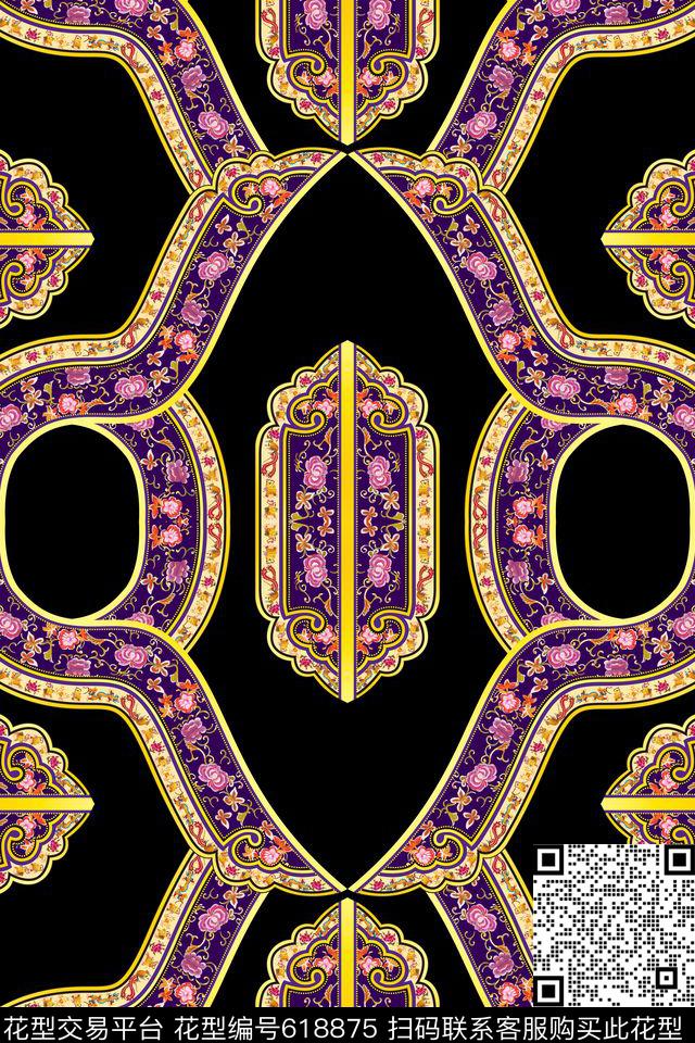 民族风中国风几何传统印花华亿平台下载（图片编号: 618875） - 瓦栏（Walan）