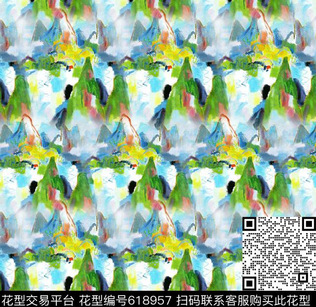 旗袍中老年满版数码印花华亿平台下载（图片编号: 618957） - 瓦栏（Walan）