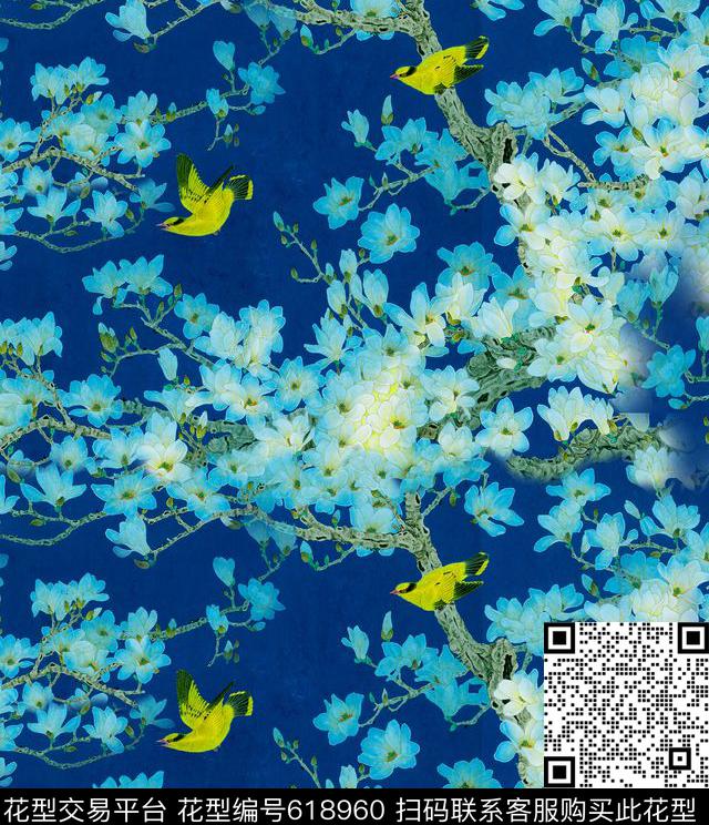旗袍满版小花数码印花华亿平台下载（图片编号: 618960） - 瓦栏（Walan）