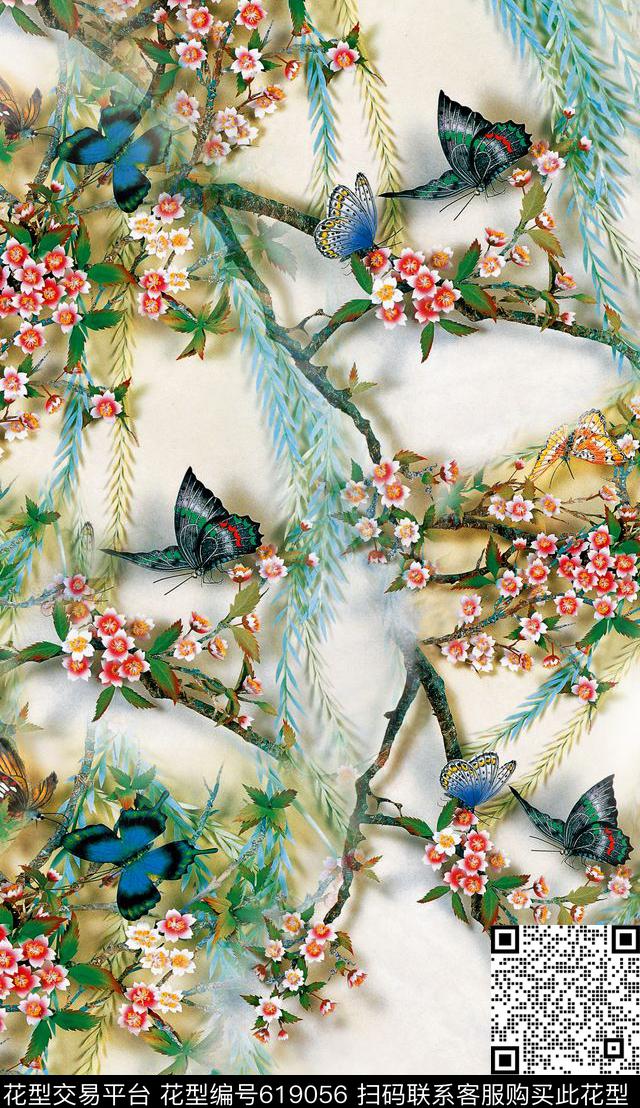 旗袍满版花卉小花数码印花华亿平台下载（图片编号: 619056） - 瓦栏（Walan）