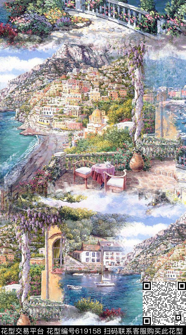 花朵大笔触油画数码印花华亿平台下载（图片编号: 619158） - 瓦栏（Walan）