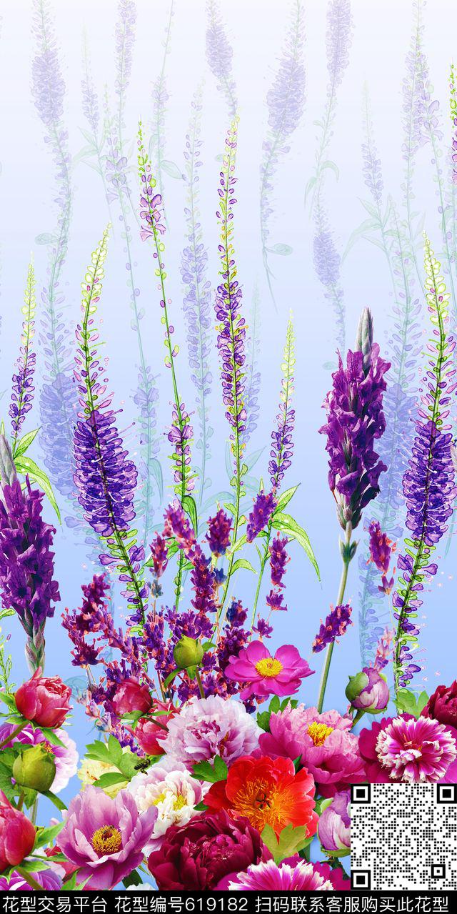 女装连衣裙花卉数码印花华亿平台下载（图片编号: 619182） - 瓦栏（Walan）