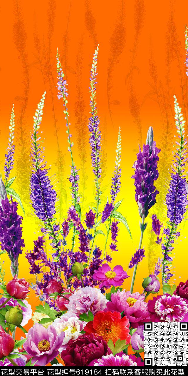 女装连衣裙花卉数码印花华亿平台下载（图片编号: 619184） - 瓦栏（Walan）