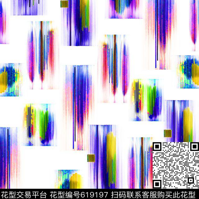 数码抽象色块线条数码印花华亿平台下载（图片编号: 619197） - 瓦栏（Walan）