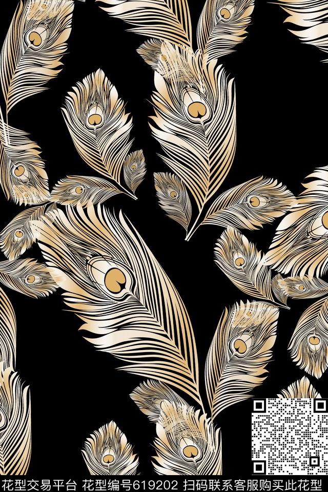 多色可选羽毛组合民族风图案数码印花华亿平台下载（图片编号: 619202） - 瓦栏（Walan）