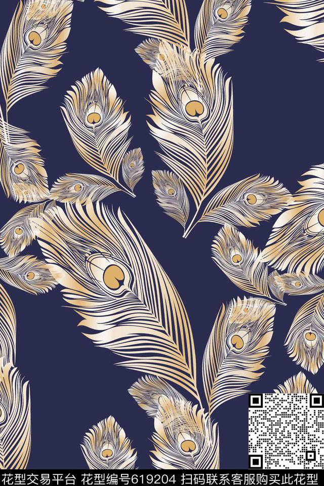 多色可选羽毛组合民族风图案数码印花华亿平台下载（图片编号: 619204） - 瓦栏（Walan）