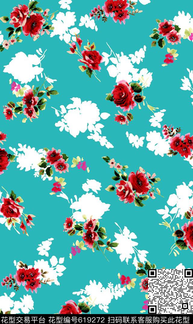 春夏流行花数码印花华亿平台下载（图片编号: 619272） - 瓦栏（Walan）