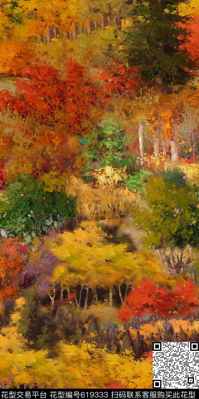 树油画女装数码印花华亿平台下载（图片编号: 619333） - 瓦栏（Walan）