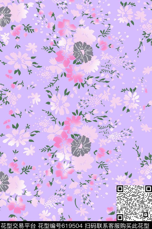 花瓣小碎花花卉数码印花华亿平台下载（图片编号: 619504） - 瓦栏（Walan）