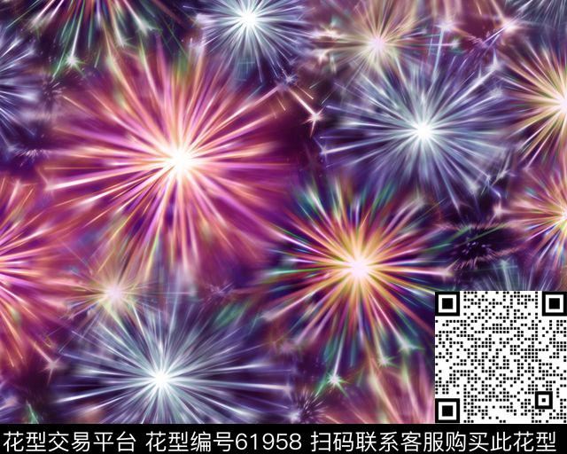 光影烟花炫彩数码印花华亿平台下载（图片编号: 61958） - 瓦栏（Walan）