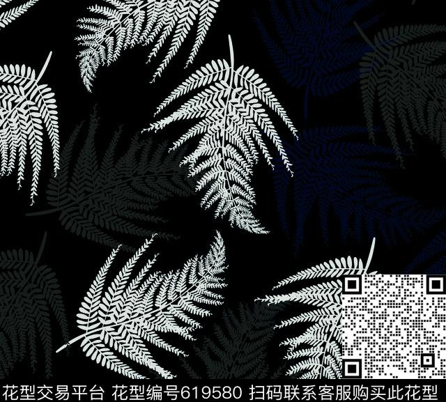 热带叶子树叶传统印花华亿平台下载（图片编号: 619580） - 瓦栏（Walan）