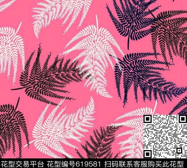 热带叶子树叶传统印花华亿平台下载（图片编号: 619581） - 瓦栏（Walan）