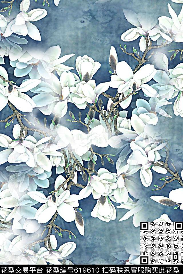 时尚花朵花卉数码印花华亿平台下载（图片编号: 619610） - 瓦栏（Walan）