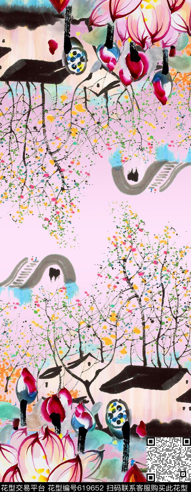 长巾丝巾水彩数码印花华亿平台下载（图片编号: 619652） - 瓦栏（Walan）