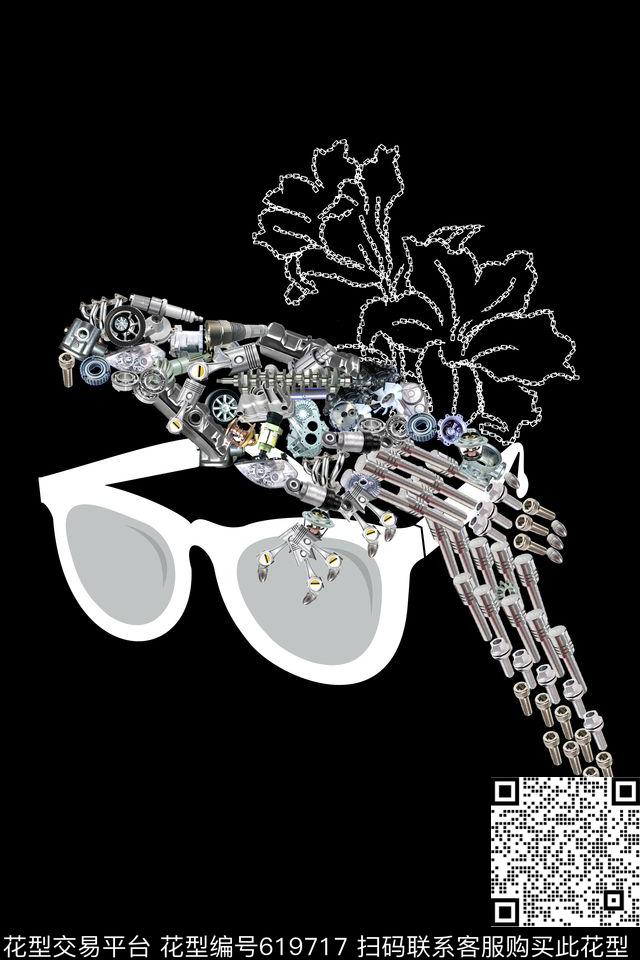 眼镜百合鹦鹉数码印花华亿平台下载（图片编号: 619717） - 瓦栏（Walan）