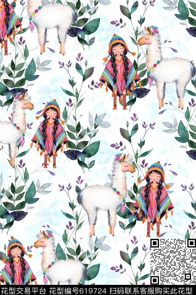 花卉叶子卡通人物数码印花华亿平台下载（图片编号: 619724） - 瓦栏（Walan）