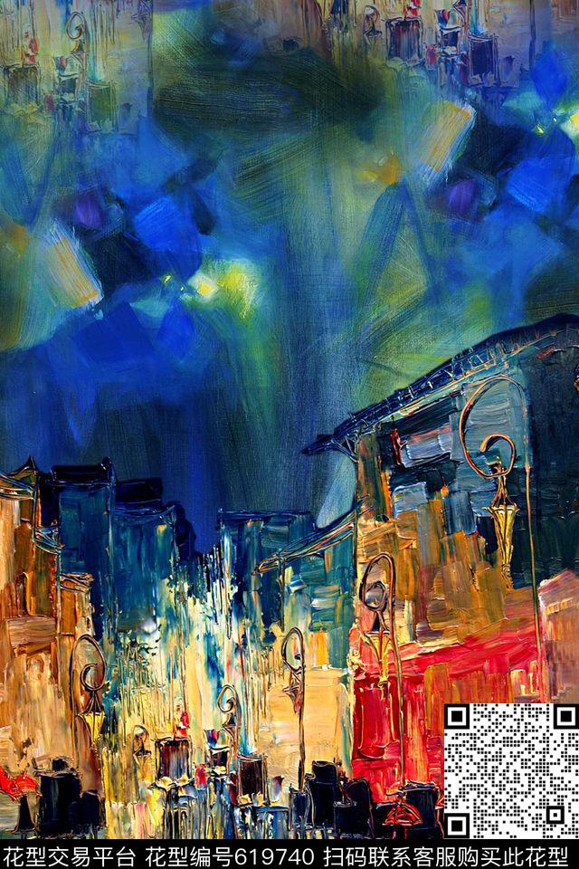 粗犷肌理大笔触数码印花华亿平台下载（图片编号: 619740） - 瓦栏（Walan）