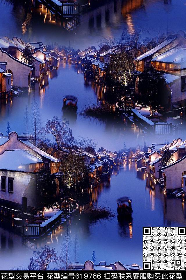 建筑风景乌镇数码印花华亿平台下载（图片编号: 619766） - 瓦栏（Walan）