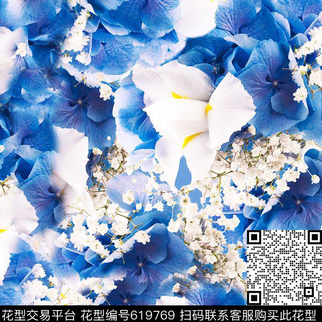 时尚手绘花卉抽象花卉玫瑰花印花时尚大牌女装裙子印花数码印花华亿平台下载（图片编号: 619769） - 瓦栏（Walan）