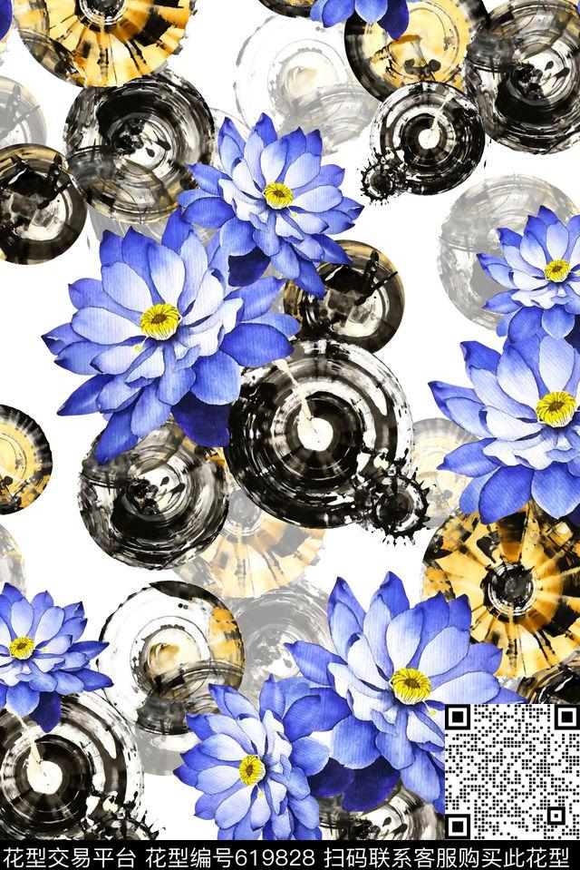 抽象手绘满版最新高清数码时尚潮流大牌复古欧美风高贵花卉纹理底纹花卉数码印花华亿平台下载（图片编号: 619828） - 瓦栏（Walan）