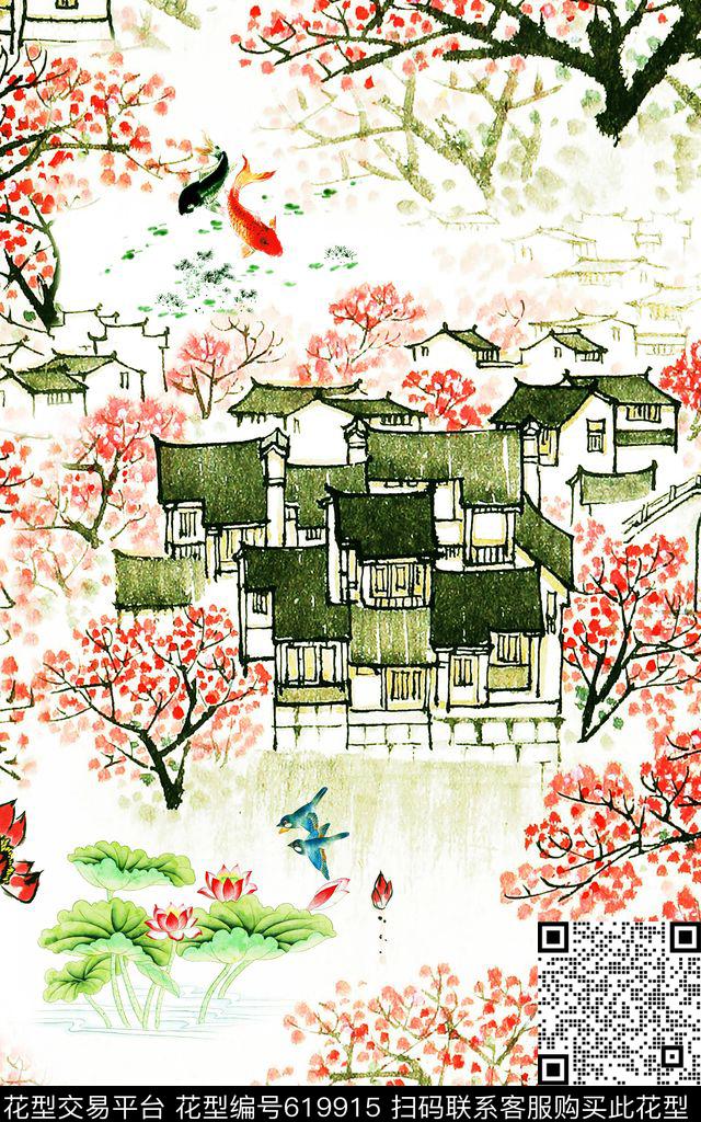 中国风水乡江南数码印花华亿平台下载（图片编号: 619915） - 瓦栏（Walan）