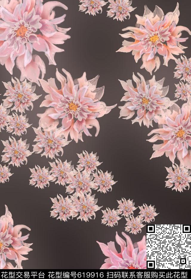 花卉清新数码印花华亿平台下载（图片编号: 619916） - 瓦栏（Walan）