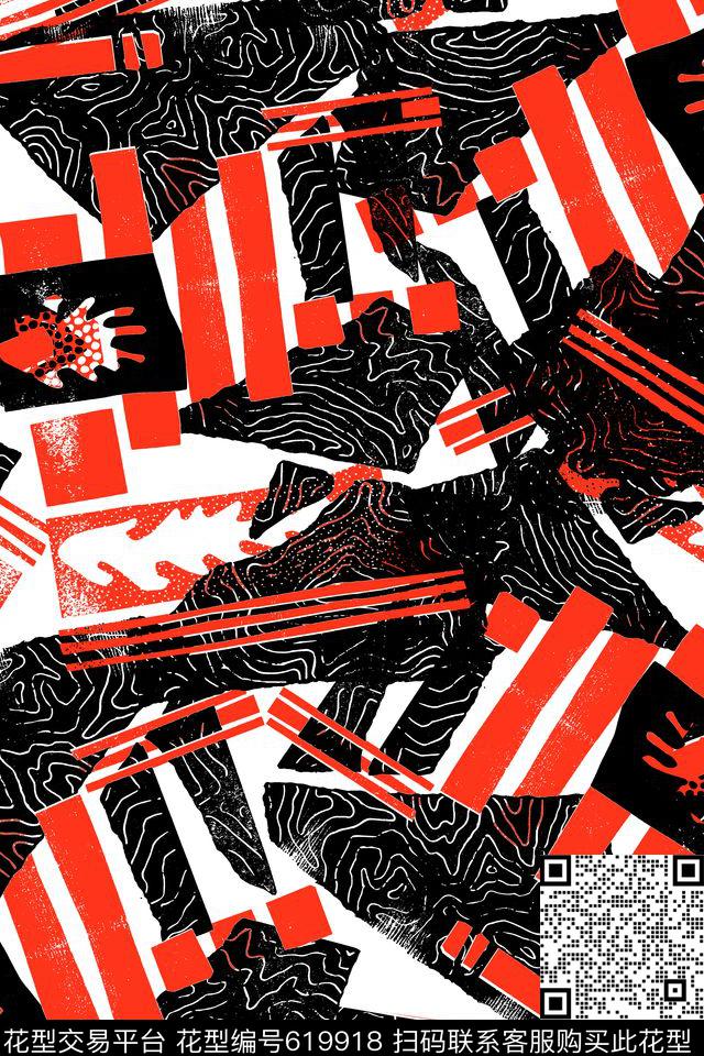 不规则几何小方块几何传统印花华亿平台下载（图片编号: 619918） - 瓦栏（Walan）