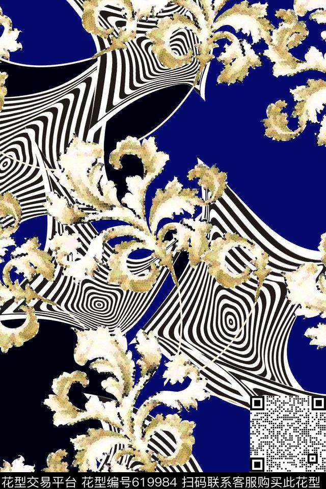 抽象佩兹利不规则几何动感数码印花华亿平台下载（图片编号: 619984） - 瓦栏（Walan）