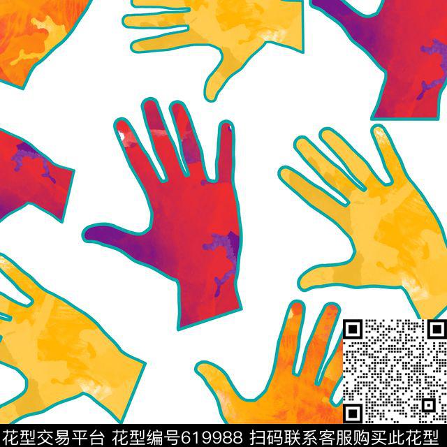 手掌简约传统印花华亿平台下载（图片编号: 619988） - 瓦栏（Walan）