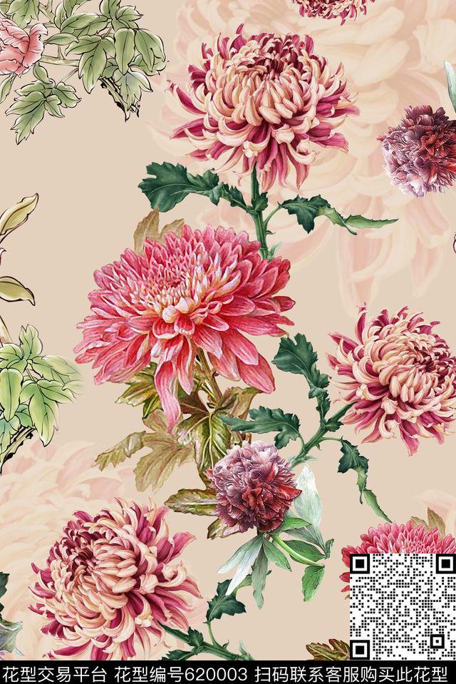 花卉数码印花华亿平台下载（图片编号: 620003） - 瓦栏（Walan）