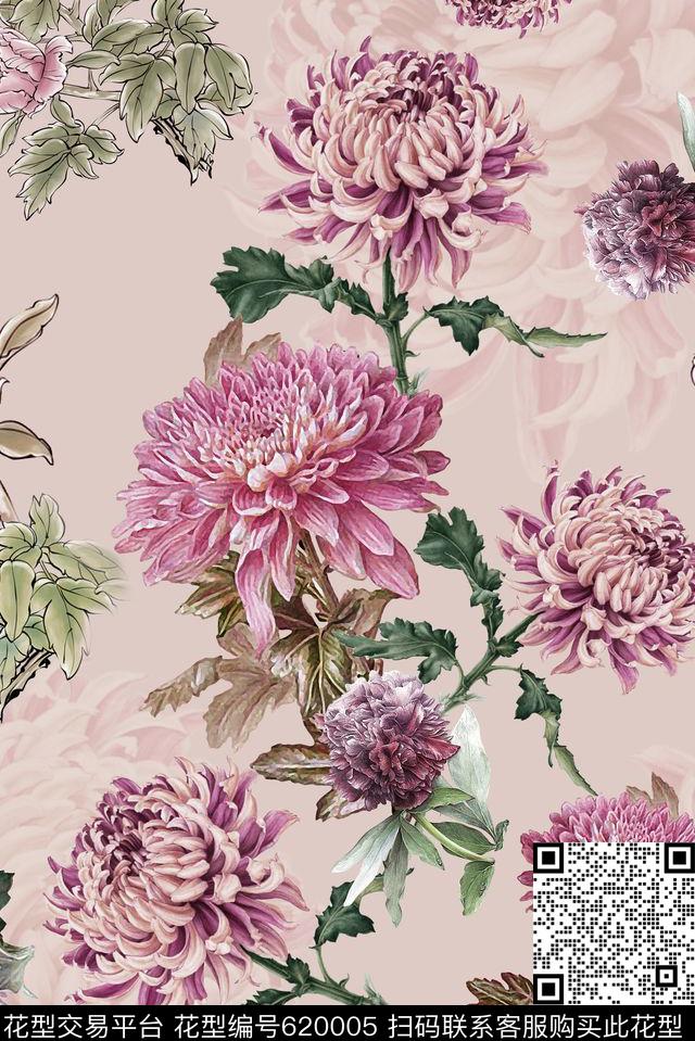 花卉数码印花华亿平台下载（图片编号: 620005） - 瓦栏（Walan）