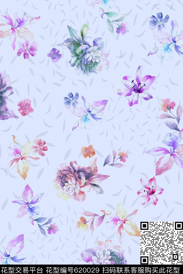 女装水彩数码数码印花华亿平台下载（图片编号: 620029） - 瓦栏（Walan）
