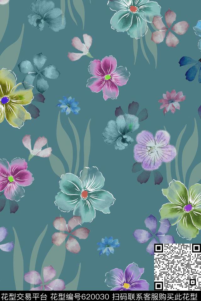 花卉女装数码数码印花华亿平台下载（图片编号: 620030） - 瓦栏（Walan）