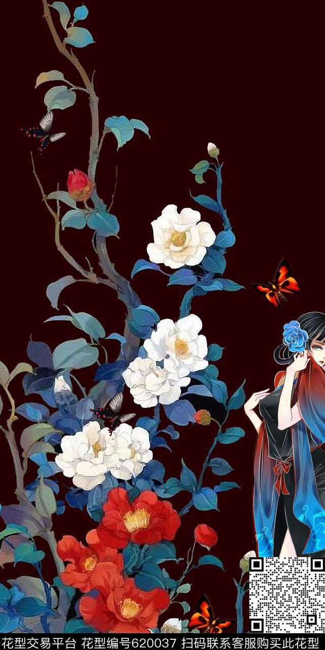 花朵花卉人物数码印花华亿平台下载（图片编号: 620037） - 瓦栏（Walan）