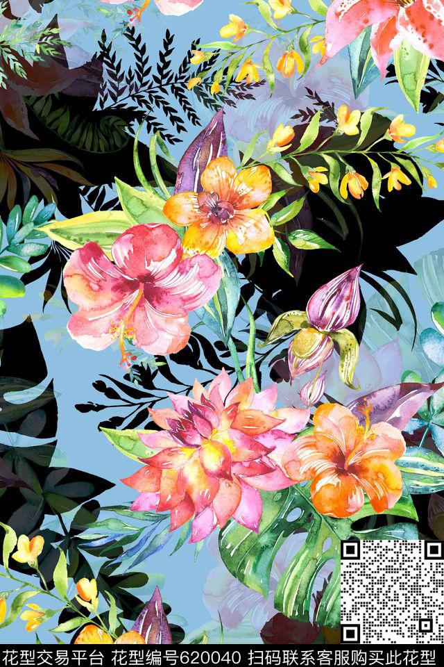 花卉花朵花鸟数码印花华亿平台下载（图片编号: 620040） - 瓦栏（Walan）