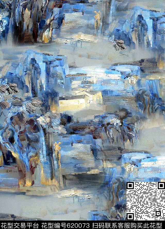 雪山油画山川数码印花华亿平台下载（图片编号: 620073） - 瓦栏（Walan）