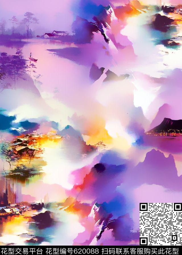 建筑山川风景数码印花华亿平台下载（图片编号: 620088） - 瓦栏（Walan）