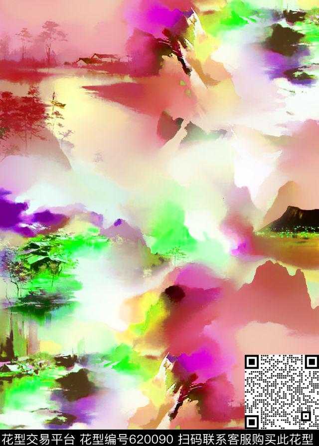 建筑山川风景数码印花华亿平台下载（图片编号: 620090） - 瓦栏（Walan）