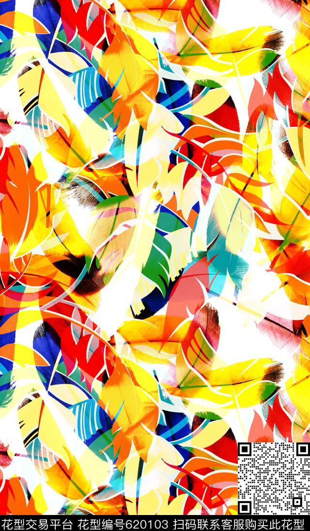 叶子纹理男装女装图案羽毛传统印花华亿平台下载（图片编号: 620103） - 瓦栏（Walan）