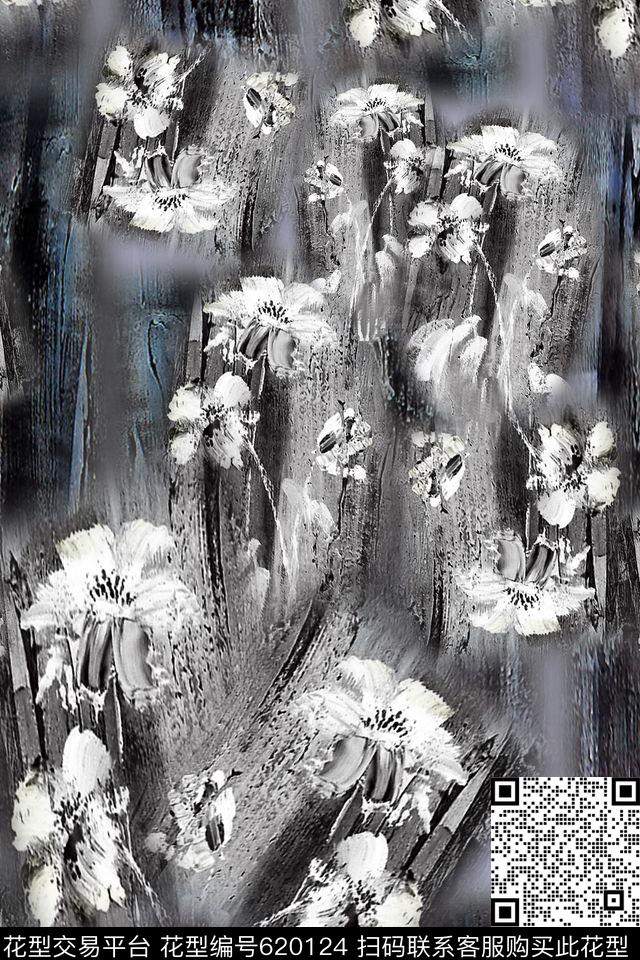 组合花卉植物花卉油画数码印花华亿平台下载（图片编号: 620124） - 瓦栏（Walan）