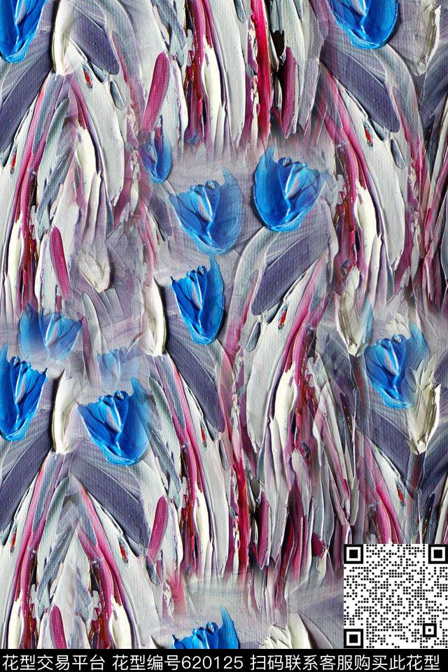 组合花卉植物花卉油画数码印花华亿平台下载（图片编号: 620125） - 瓦栏（Walan）