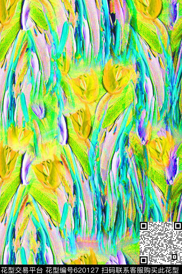 组合花卉植物花卉油画数码印花华亿平台下载（图片编号: 620127） - 瓦栏（Walan）