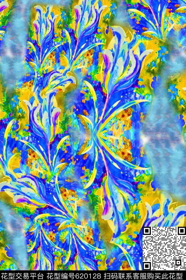 组合花卉植物花卉油画数码印花华亿平台下载（图片编号: 620128） - 瓦栏（Walan）