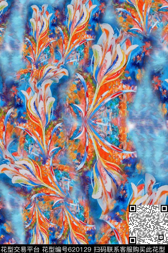 组合花卉植物花卉油画数码印花华亿平台下载（图片编号: 620129） - 瓦栏（Walan）