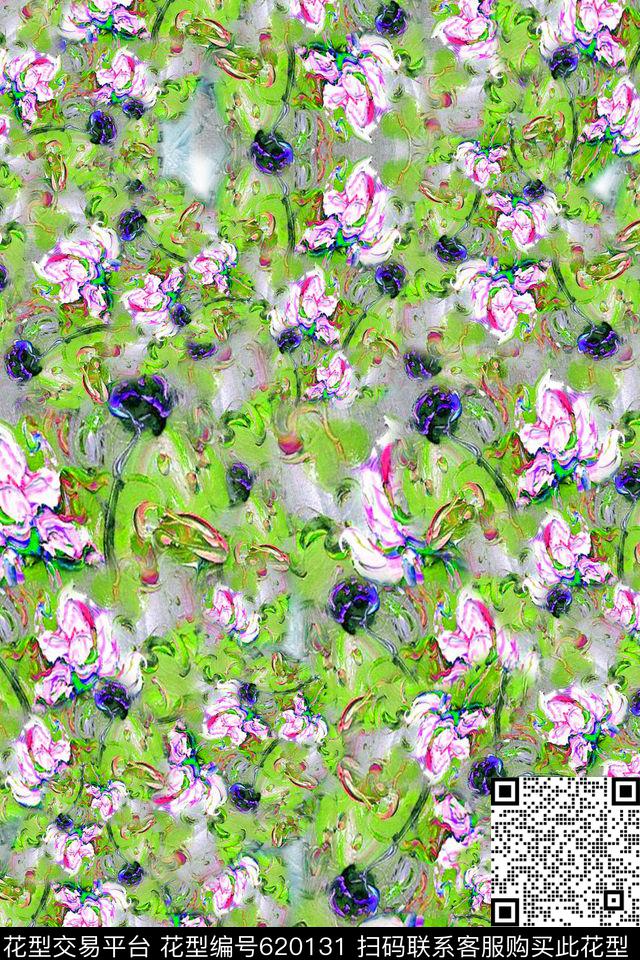 组合花卉植物花卉油画数码印花华亿平台下载（图片编号: 620131） - 瓦栏（Walan）