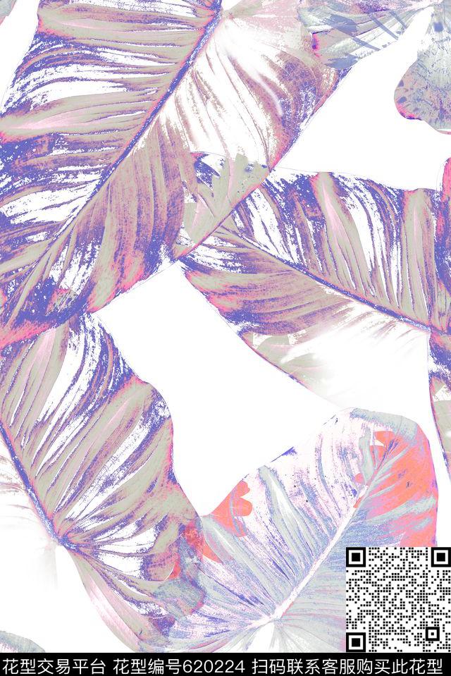 手绘花卉定位花数码印花华亿平台下载（图片编号: 620224） - 瓦栏（Walan）