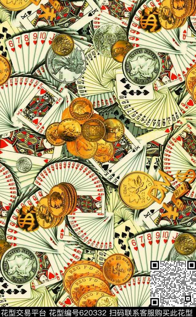 扑克硬币男装华亿平台数码印花华亿平台下载（图片编号: 620332） - 瓦栏（Walan）