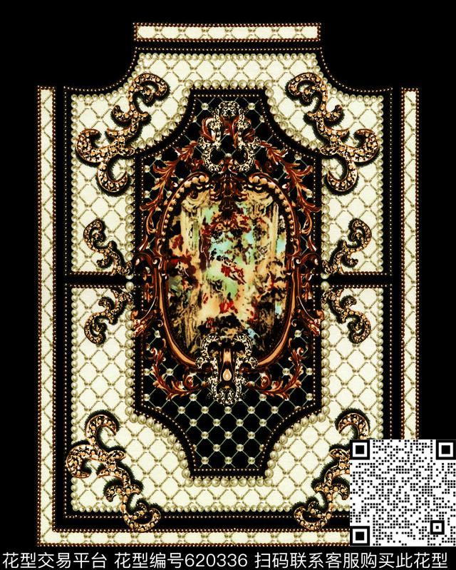 珍珠欧式花纹古典花纹数码印花华亿平台下载（图片编号: 620336） - 瓦栏（Walan）
