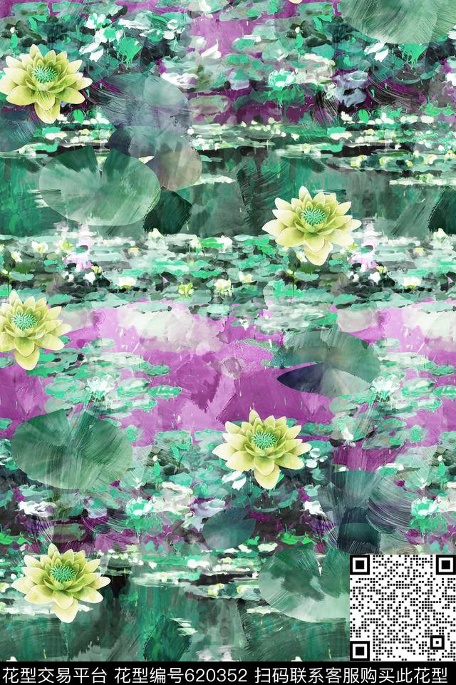 抽象手绘满版最新高清数码时尚潮流大牌复古欧美风油画风景何花数码印花华亿平台下载（图片编号: 620352） - 瓦栏（Walan）